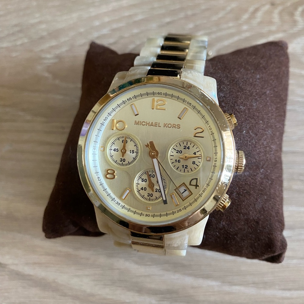 Michael Kors Horn Gold Chronograph Watch